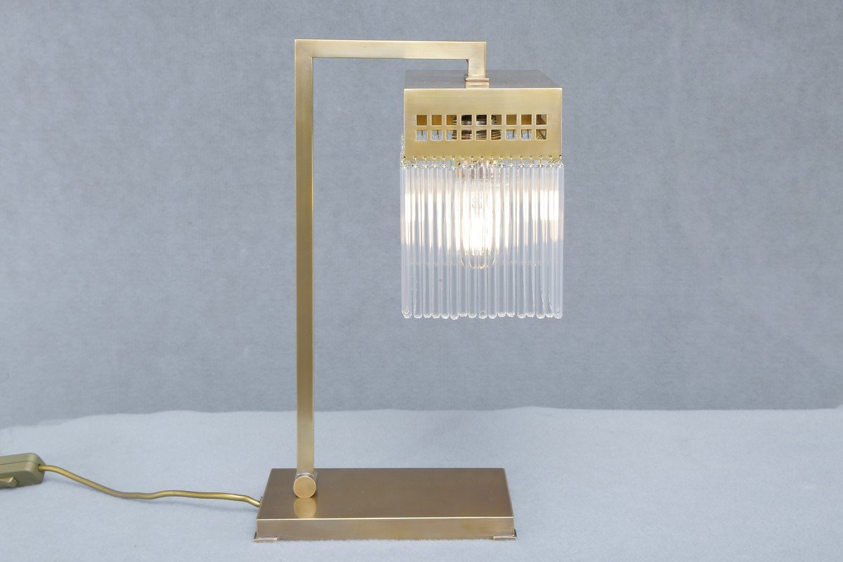 Bécsi art deco asztali lámpa, tökéletes állapotban 81, exkluzív, kézzel készített  sárgaréz lámpa  stílusban