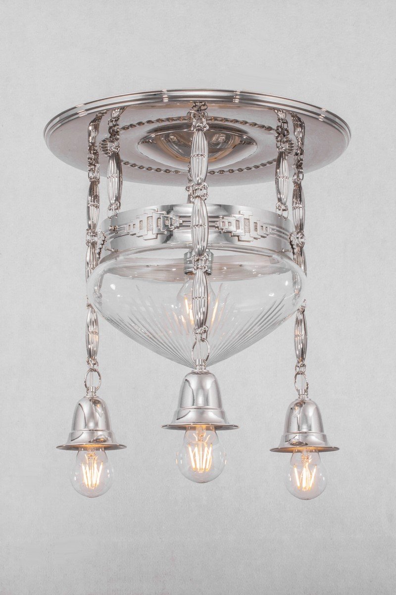 Felújított art deco mennyezeti lámpa 4, exkluzív, kézzel készített  sárgaréz lámpa  stílusban