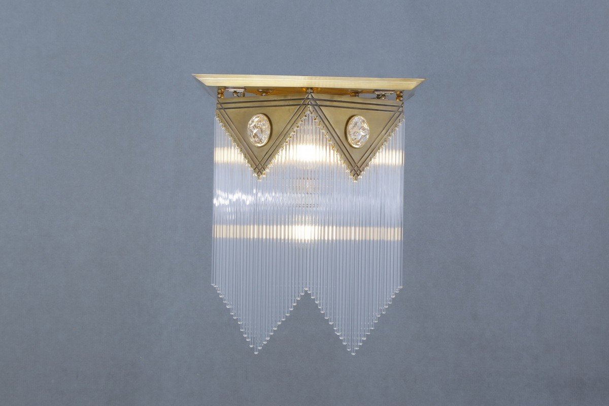 Nagy méretû szecessziós stílusú mennyezeti lámpa 42, exkluzív, kézzel készített  sárgaréz lámpa  stílusban