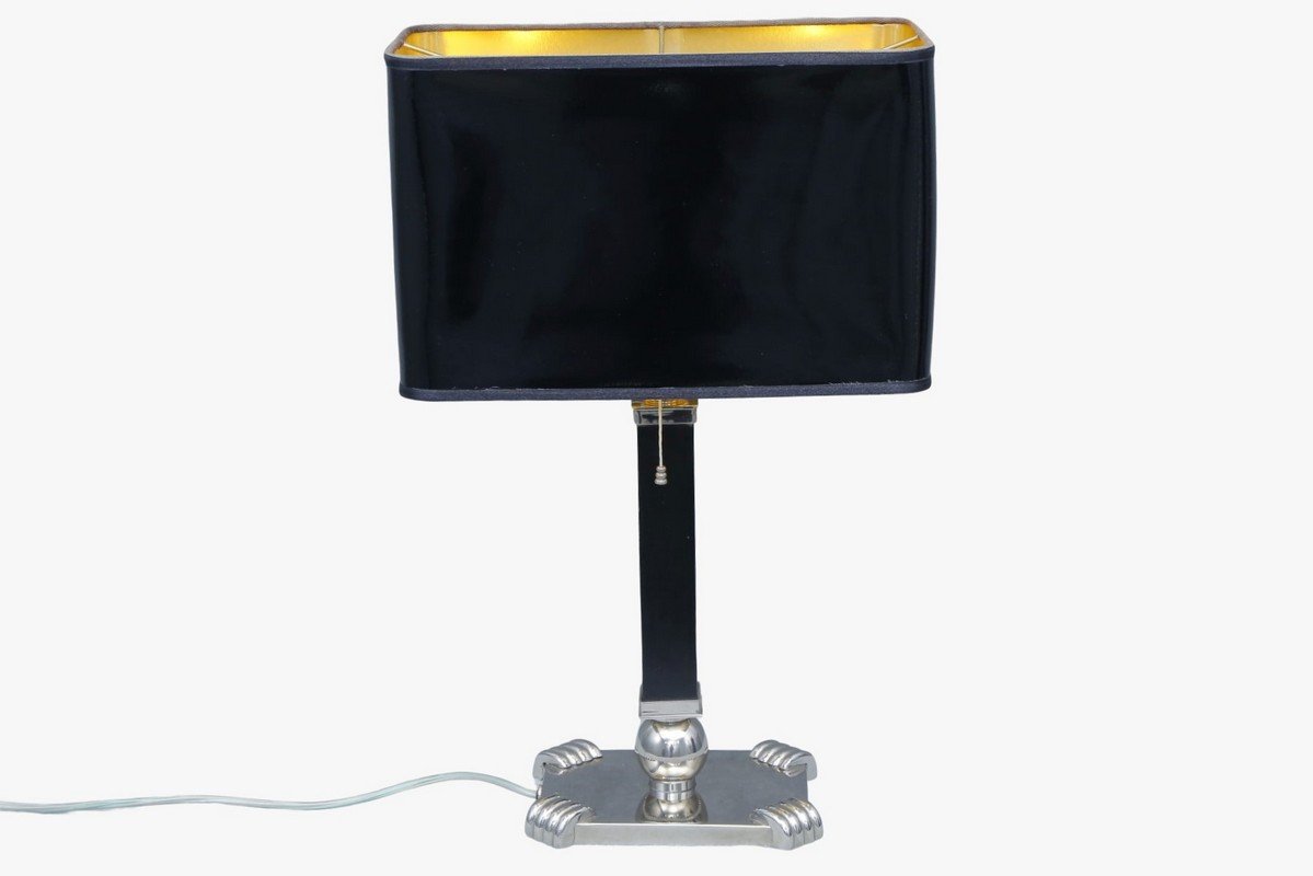 Nikkelezett asztali lámpa 137, exkluzív, kézzel készített  sárgaréz, fa lámpa  stílusban