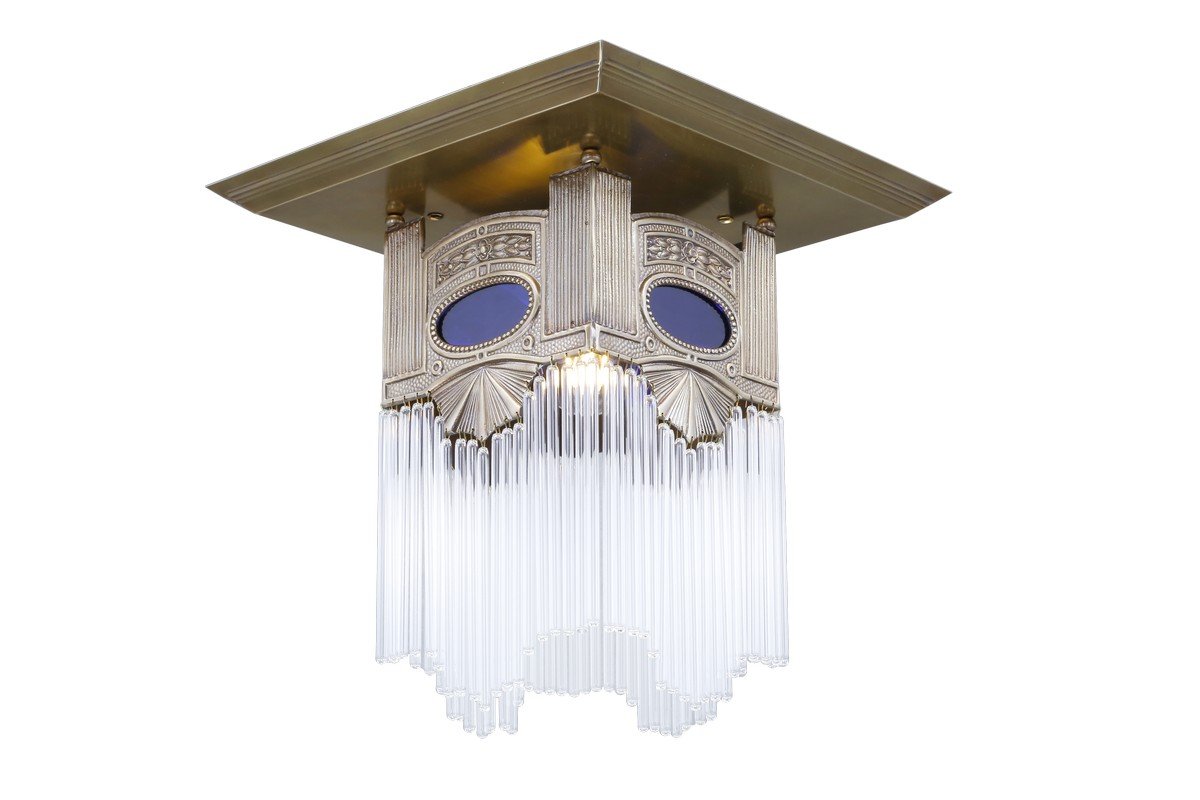 Triest mennyezeti lámpa, exkluzív, kézzel készített  sárgaréz lámpa Szecessziós stílusban