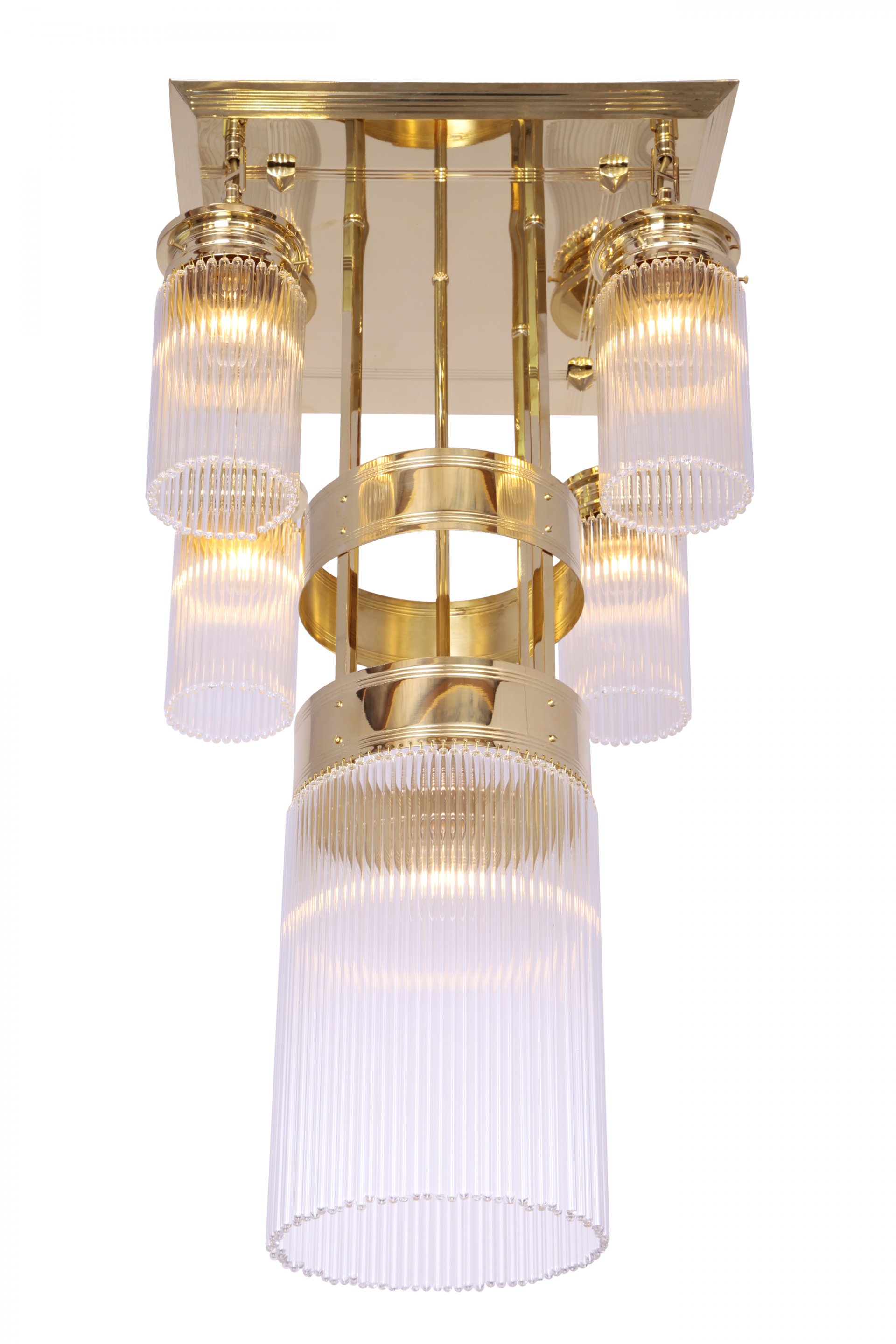 Wiener mennyezeti lámpa III., exkluzív, kézzel készített  sárgaréz lámpa Szecessziós stílusban