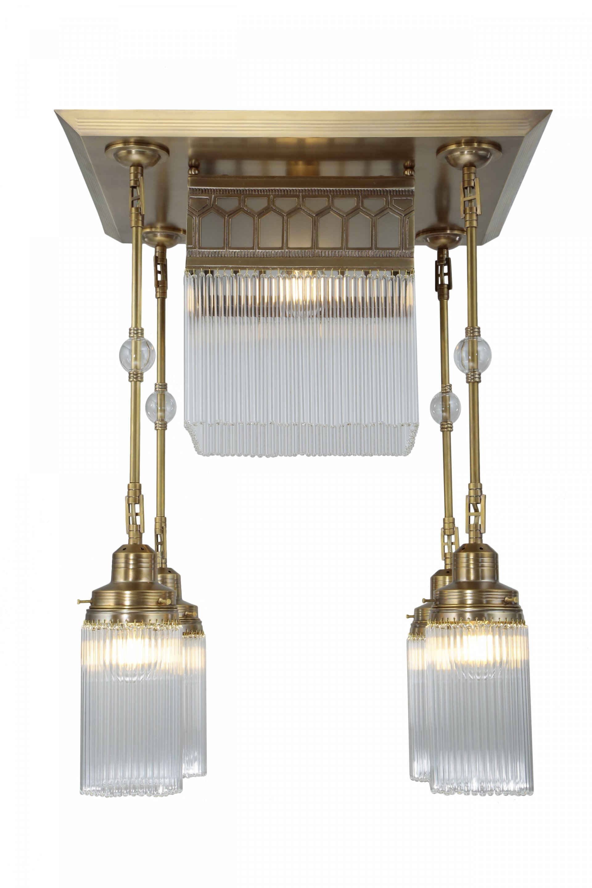 Berlin mennyezeti lámpa IV., exkluzív, kézzel készített  sárgaréz lámpa Szecessziós stílusban